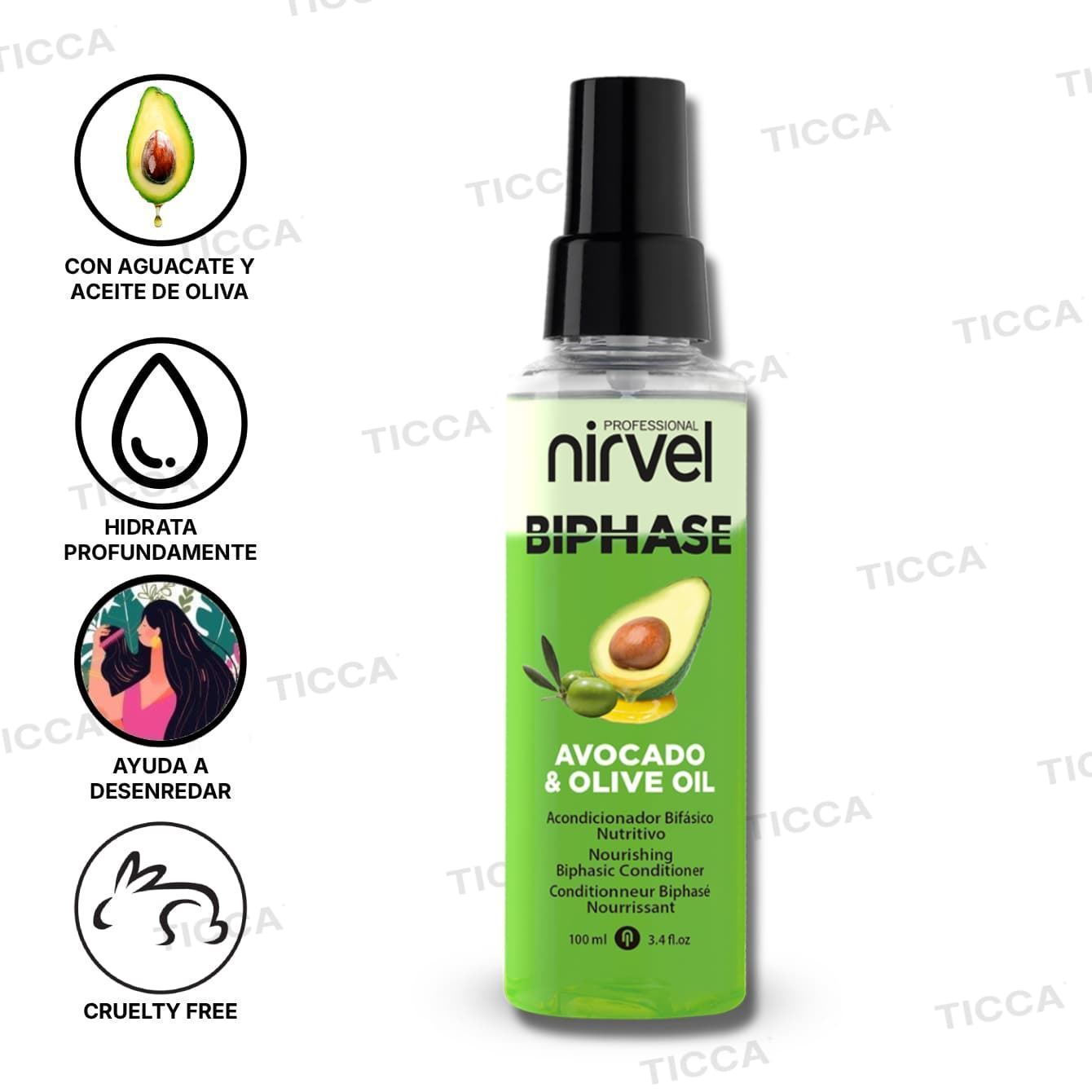 ACONDICIONADOR BIFASICO CON AGUACATE Y AOVE 100ml | NIRVEL PROFESIONAL - Imagen 1