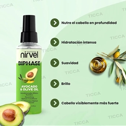 ACONDICIONADOR BIFASICO CON AGUACATE Y AOVE 100ml | NIRVEL PROFESIONAL - Imagen 2