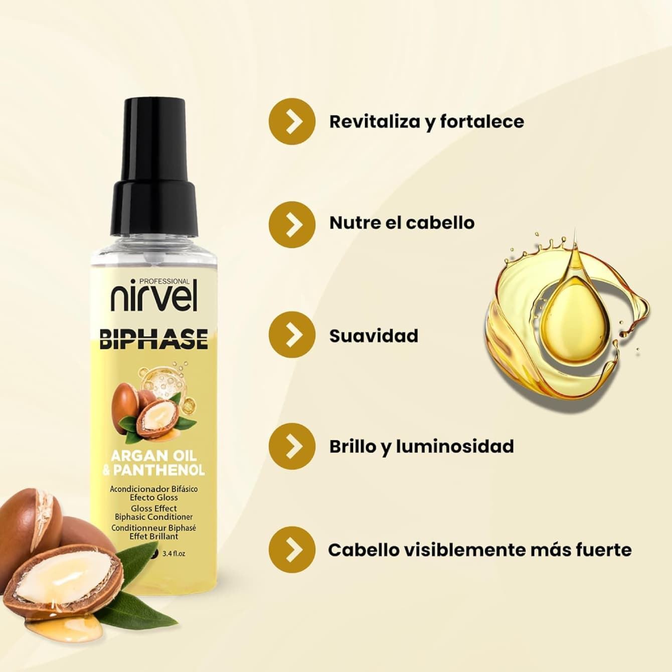 ACONDICIONADOR BIFASICO CON ARGAN Y PANTENOL 100ml | NIRVEL PROFESIONAL - Imagen 2