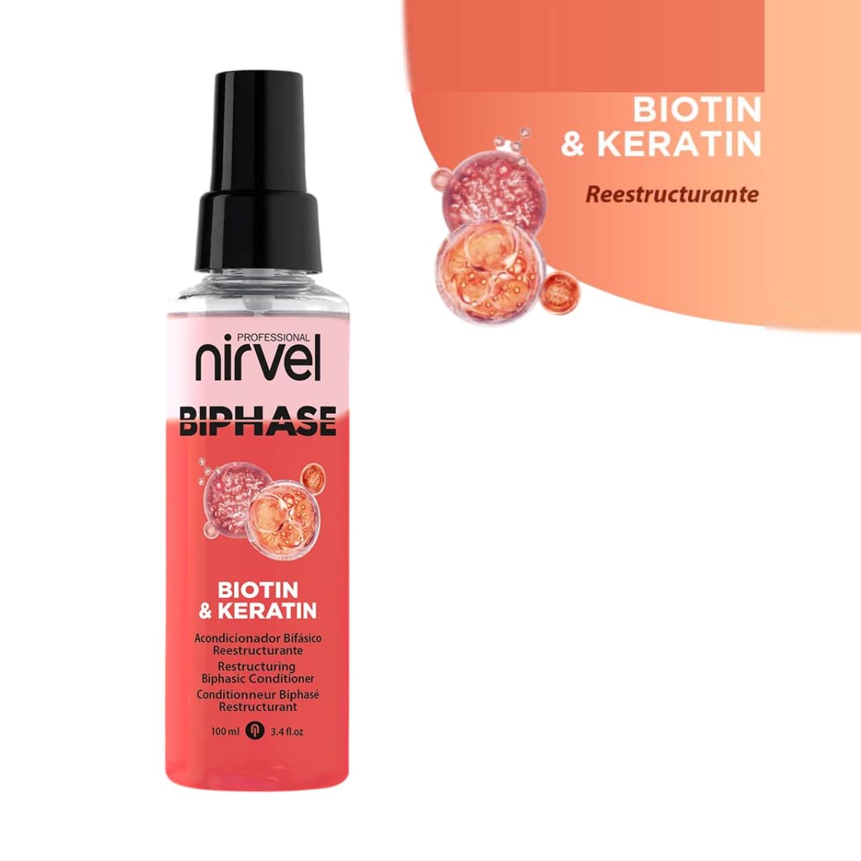 Acondicionador Bifasico Hidratante Biotina y Keratina 100ml | Nirvel Professional - Imagen 5
