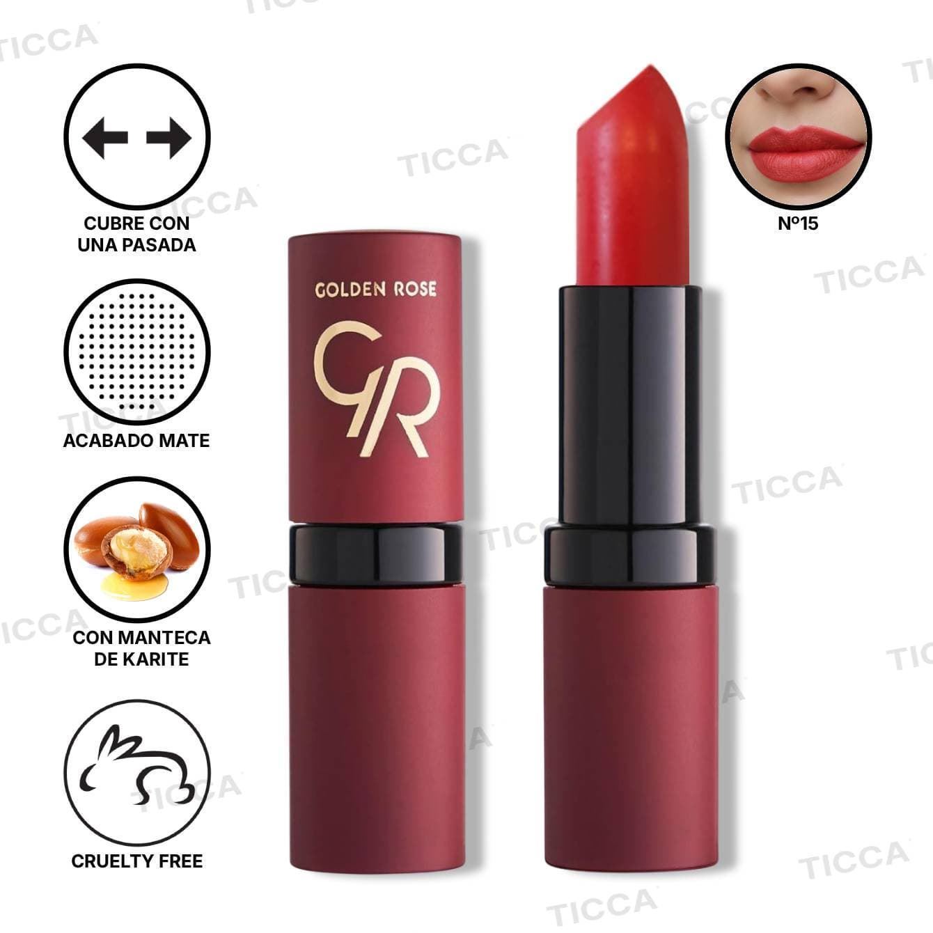 BARRA DE LABIOS MATE VELVET MATTE  4,2g | GOLDEN ROSE - Imagen 6