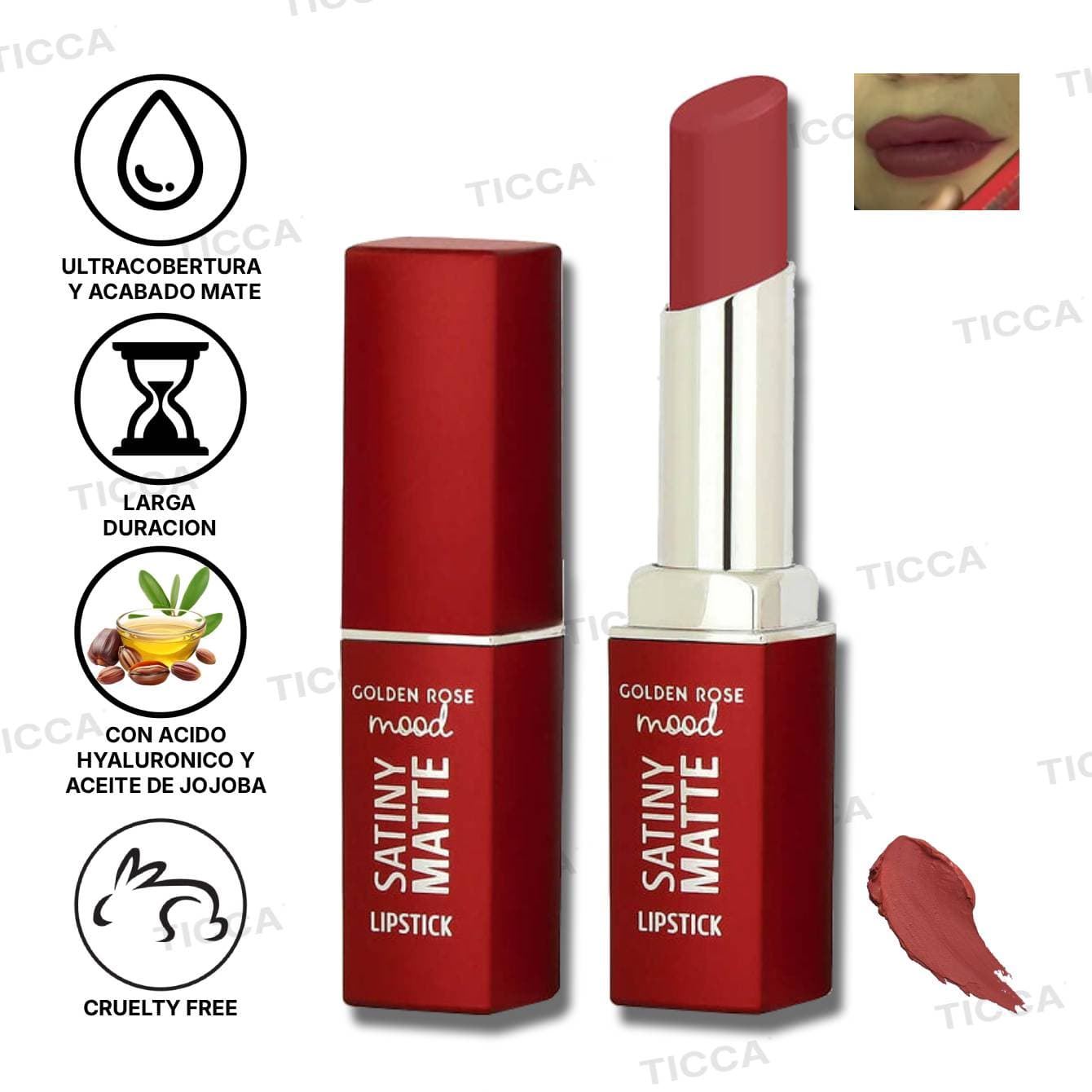 BARRA DE LABIOS SATINADA MATE #04 BLUSH PINK 3,5g | GOLDEN ROSE - Imagen 1