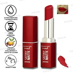 BARRA DE LABIOS SATINADA MATE #08 CANDY RED 3,5g | GOLDEN ROSE - Imagen 1