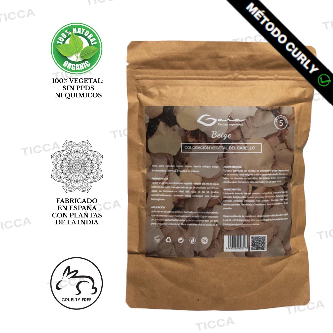BARRO COLORACION 100% VEGETAL RUBIO BEIGE 200g | GAIA - Imagen 1