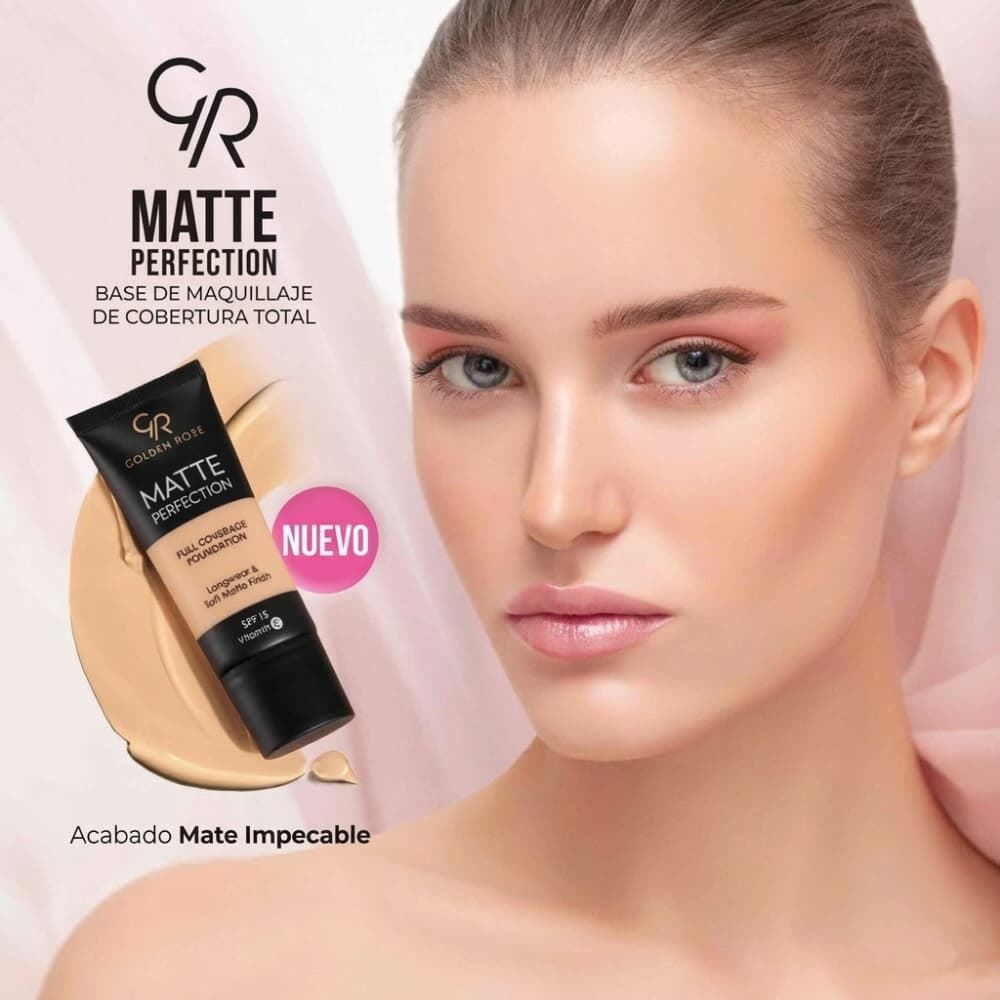 Base de Maquillaje Mate – Matte Perfection Foundation SPF 15 - 35ml | GOLDEN ROSE - Imagen 2