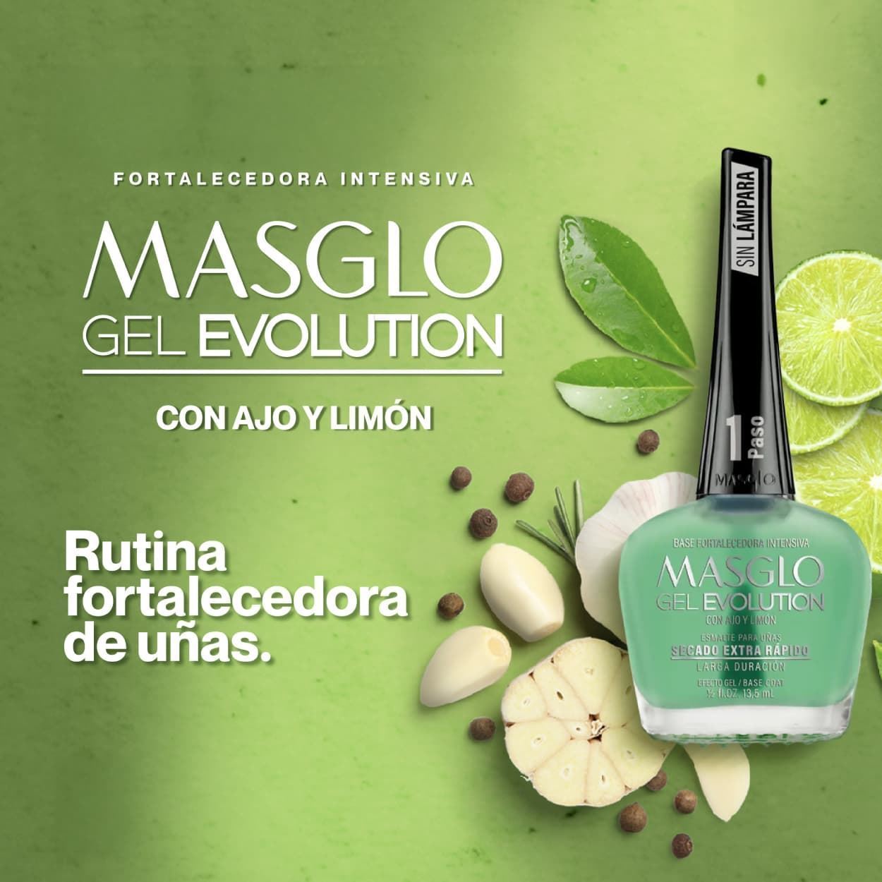 Base Fortalecedora Ajo y Limón para Gel Evolution 13,5ml | Masglo - Imagen 3