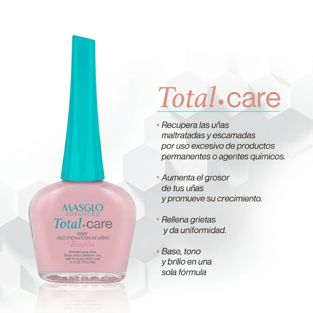 Base Recuperadora de Uñas Total Care Advanced 13,5ml - Color Rosado | Masglo - Imagen 3