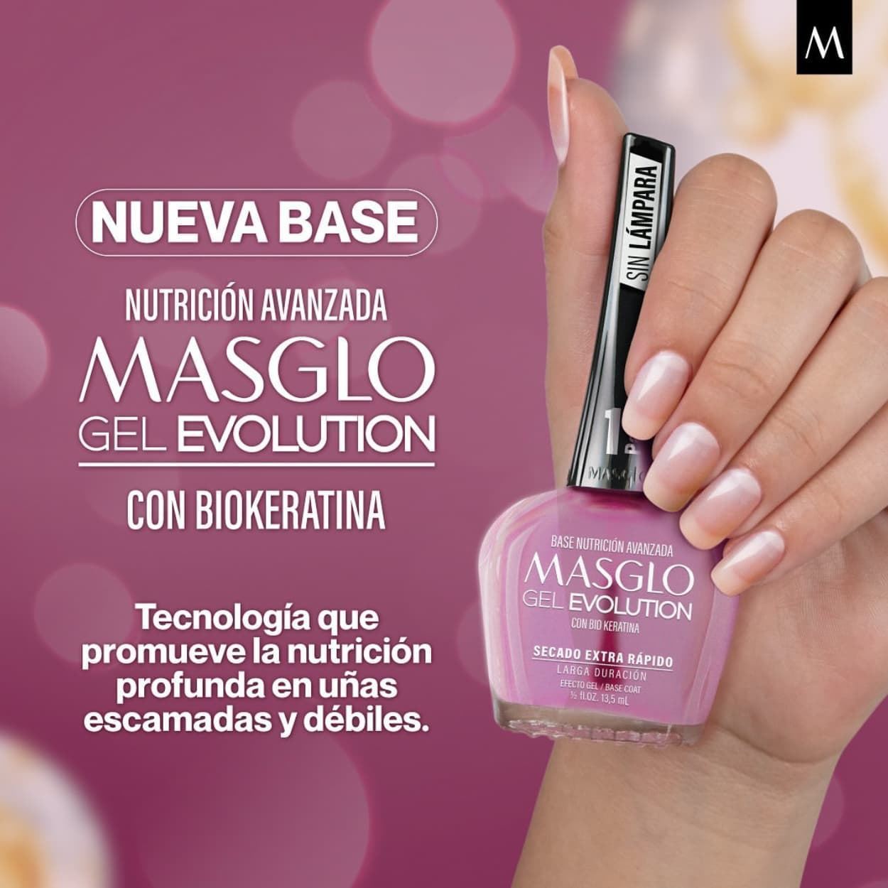 Base Reparadora con Biokeratina para Gel Evolution 13,5ml | Masglo - Imagen 4