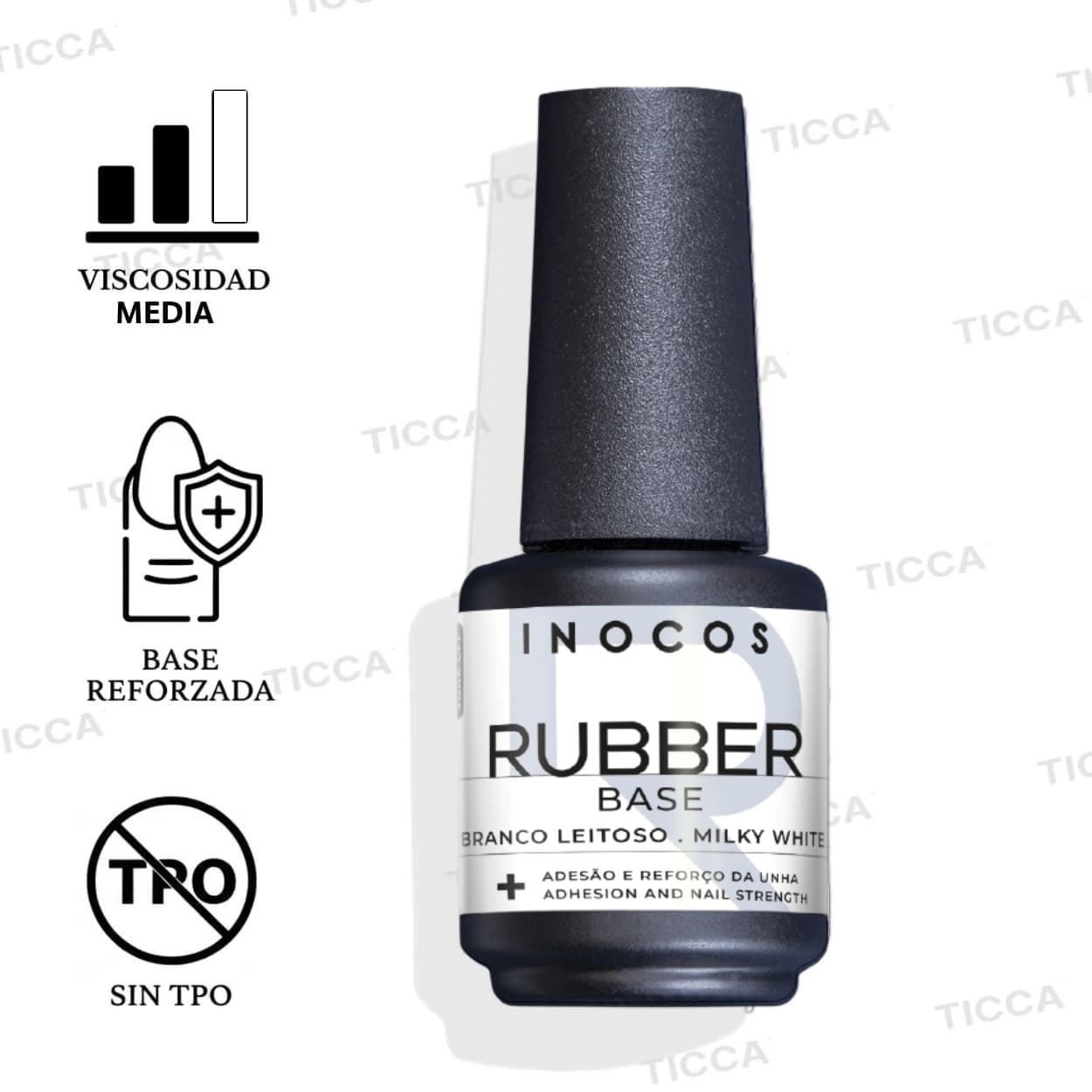Base Rubber Semipermanente Blanco Lechoso 15ml | INOCOS - Imagen 3