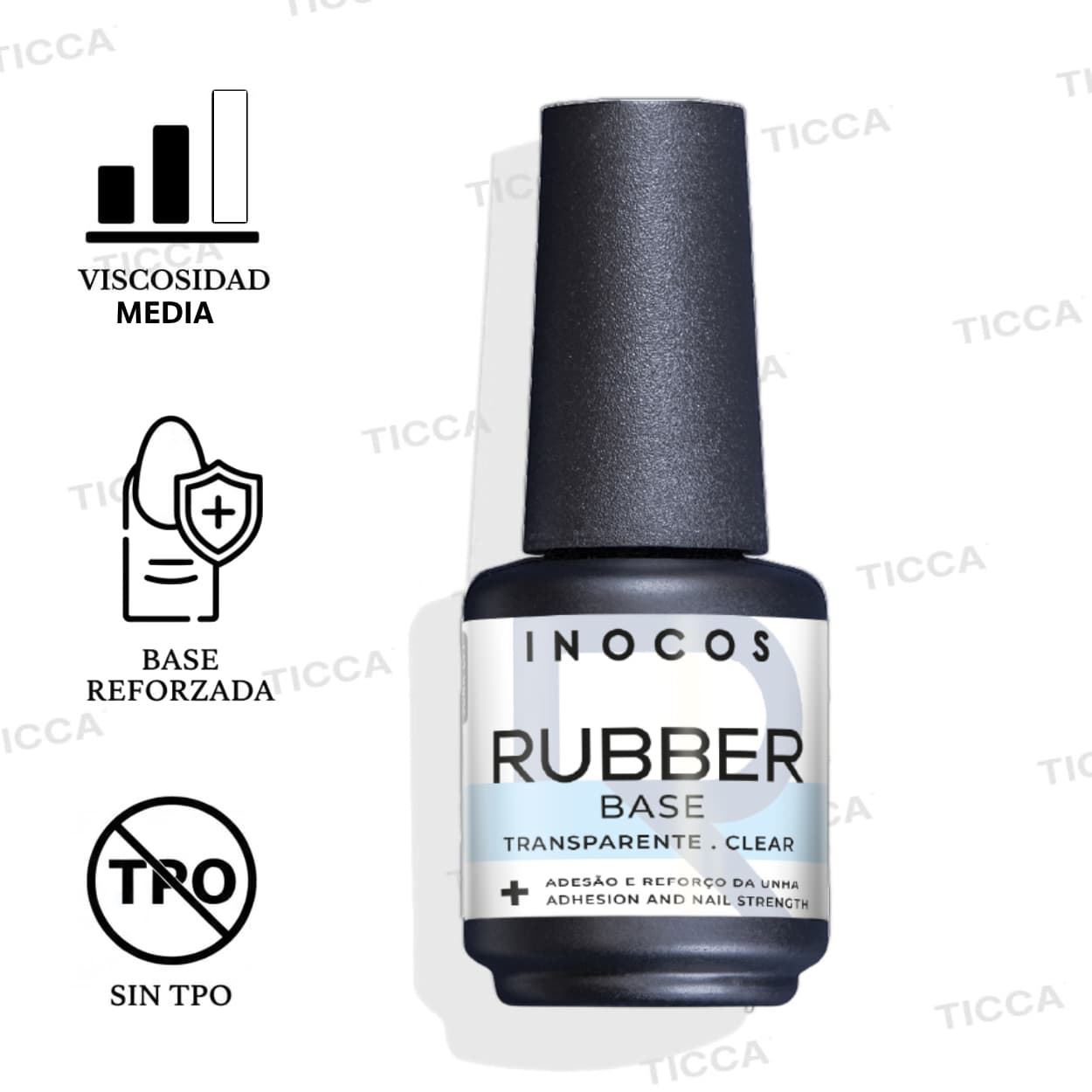 Base Rubber Semipermanente Transparente 15ml | INOCOS - Imagen 3