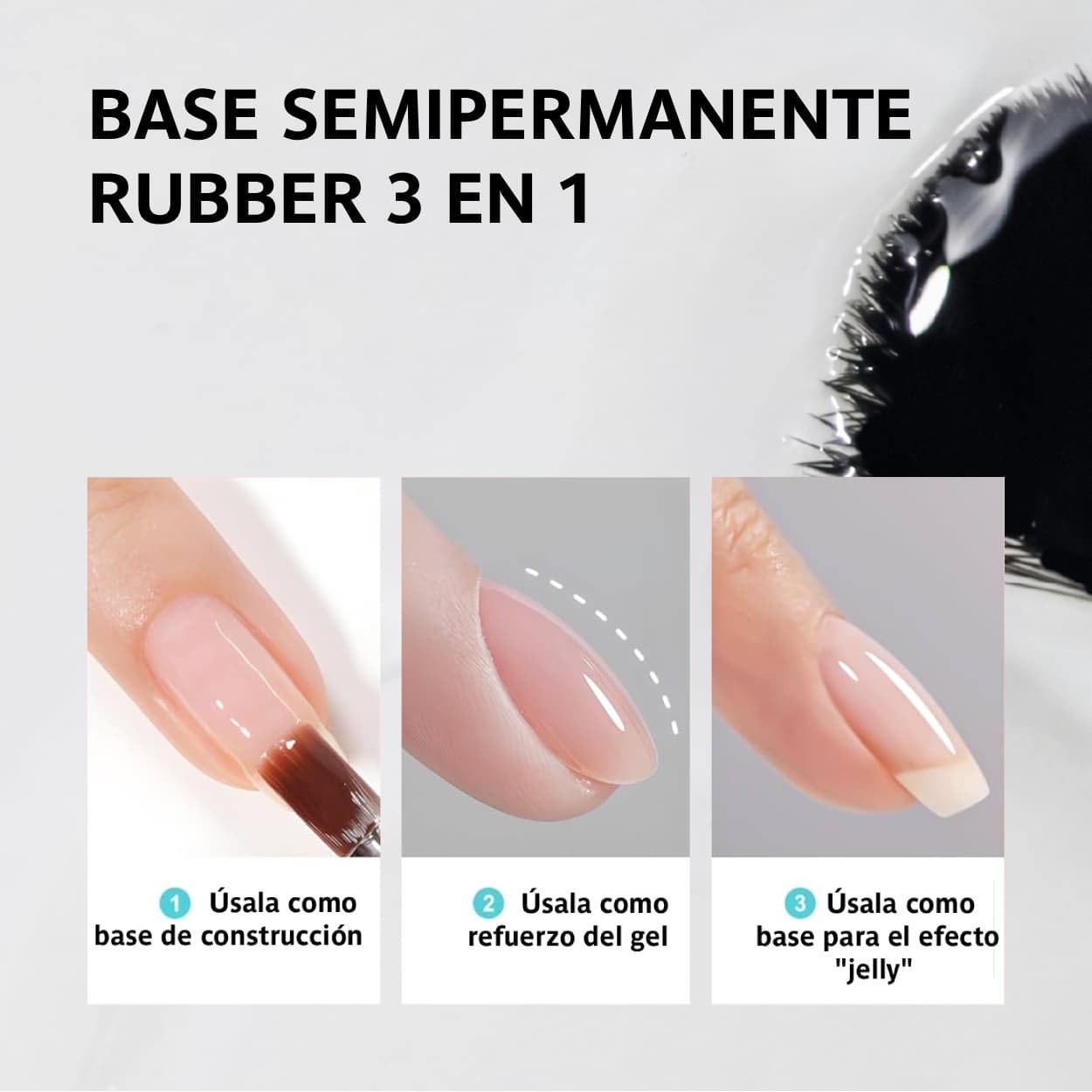 Base Rubber Semipermanente Transparente 15ml | INOCOS - Imagen 4