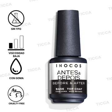 Base Semipermanente 2 en 1 Base y Top Antes & Despues - Con Goma 15ml | Inocos - Imagen 2