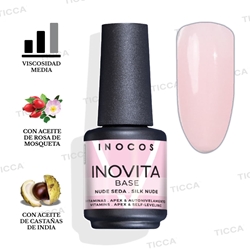 BASE SEMIPERMANENTE UÑAS FINAS INOVITA NUDE SEDA 15ml | INOCOS - Imagen 1
