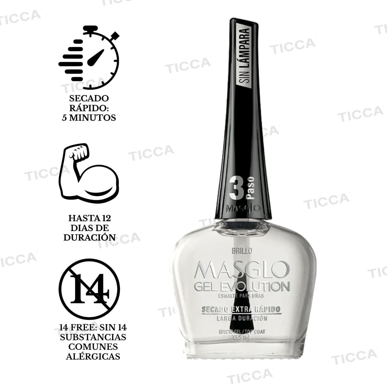 BRILLO TOP COAT GEL EVOLUTION  13,5ml | MASGLO - Imagen 1