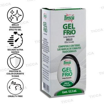 BRILLO TOP PINTAUÑAS SECADO RAPIDO Y BRILLO GEL "GEL FRIO" 12,5ml | BRESCIA - Imagen 1