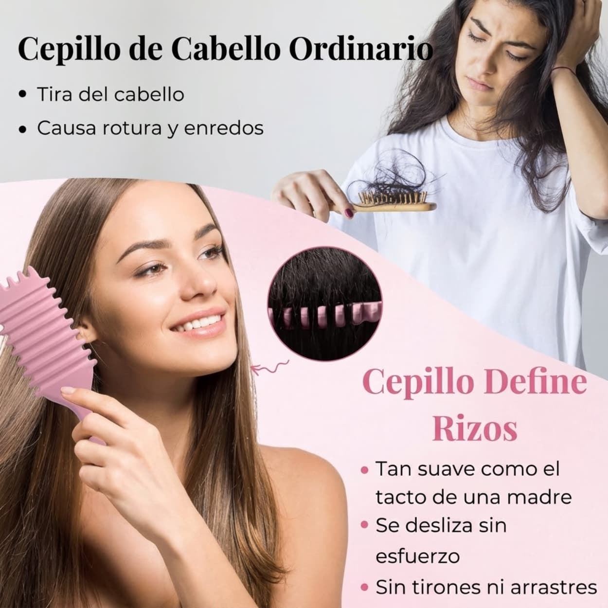 Cepillo Definición de Rizos Nylon y Jabali Rosa | Disprof - Imagen 5