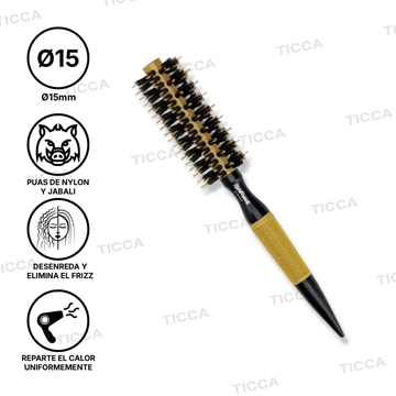 CEPILLO TERMICO CERDAS DE JABALI Y NYLON Ø15 | RICKI PARODI - Imagen 1