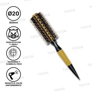 CEPILLO TERMICO CERDAS DE JABALI Y NYLON Ø20 | RICKI PARODI - Imagen 1