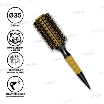 CEPILLO TERMICO CERDAS DE JABALI Y NYLON Ø35 | RICKI PARODI - Imagen 1