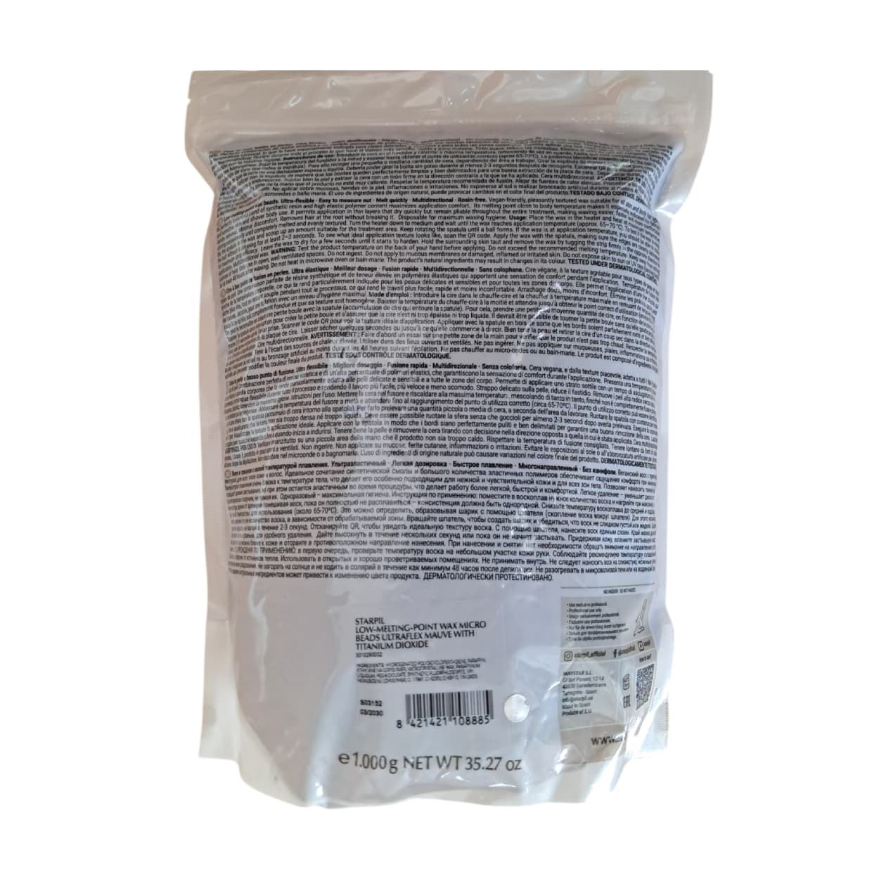 Cera caliente depilatoria malva en perlas pieles sensibles Ultra Flex 1000g | Starpil - Imagen 7