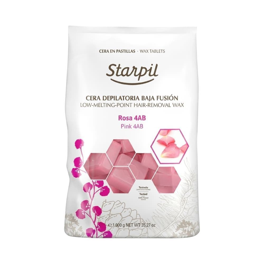 Cera depilatoria caliente rosa de baja fusion en pastillas 4AB 1Kg | Starpil - Imagen 1