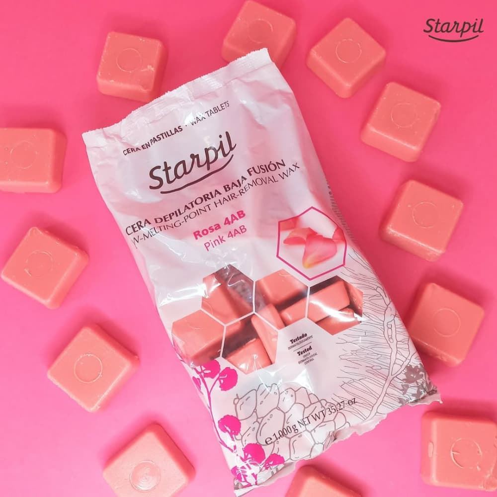 Cera depilatoria caliente rosa de baja fusion en pastillas 4AB 1Kg | Starpil - Imagen 7