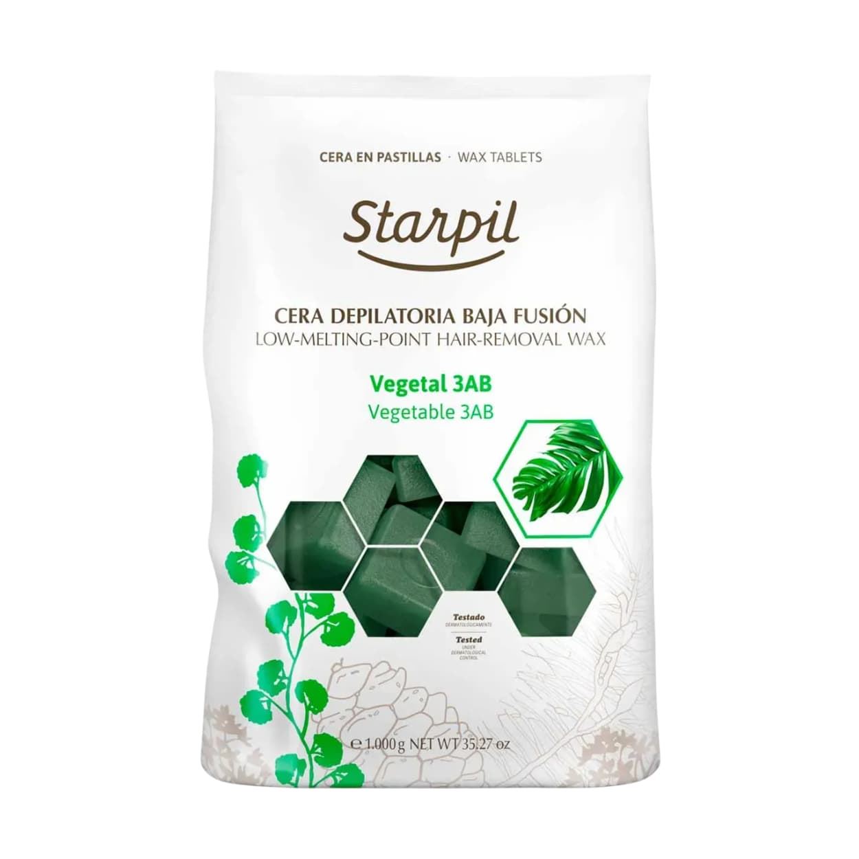 Cera depilatoria caliente Vegetal de baja fusion en pastillas 3AB 1Kg | Starpil - Imagen 1