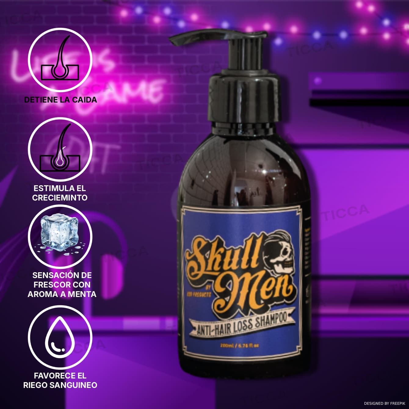 Champu Anticaida con Kopexil Anti-Hairloss 200ml | Skull Men - Imagen 2