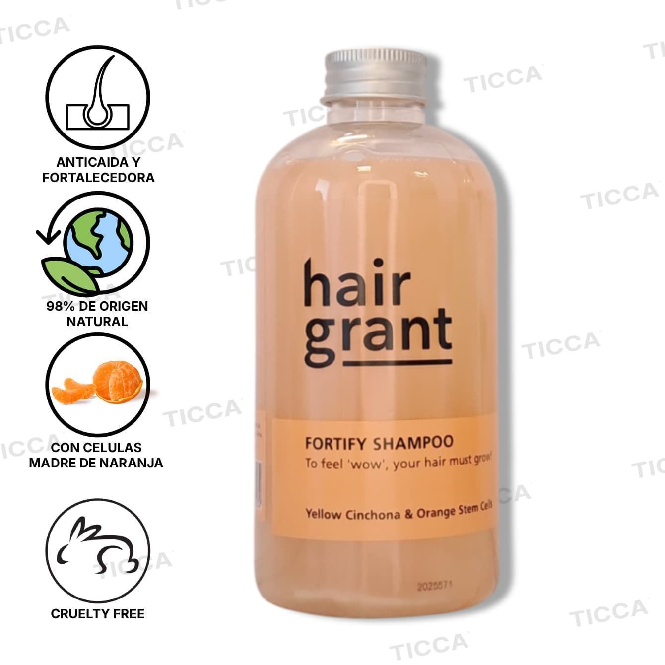 Champú Anticaída y Fortificador Fortify 250ml - 98% Natural | Hair Grant - Imagen 2
