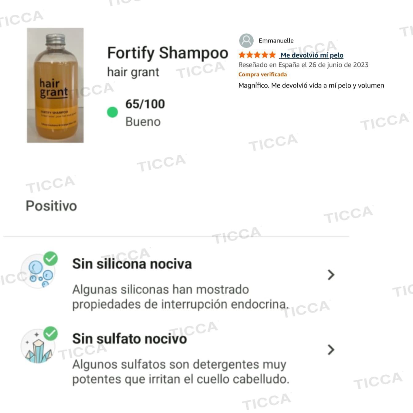 Champú Anticaída y Fortificador Fortify 250ml - 98% Natural | Hair Grant - Imagen 3