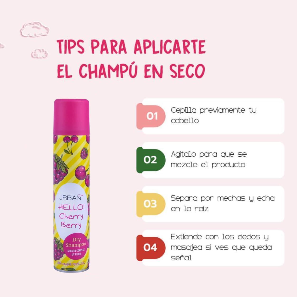 Champu en Seco Hello! Cherry Berry 200ml | Urban Care - Imagen 6
