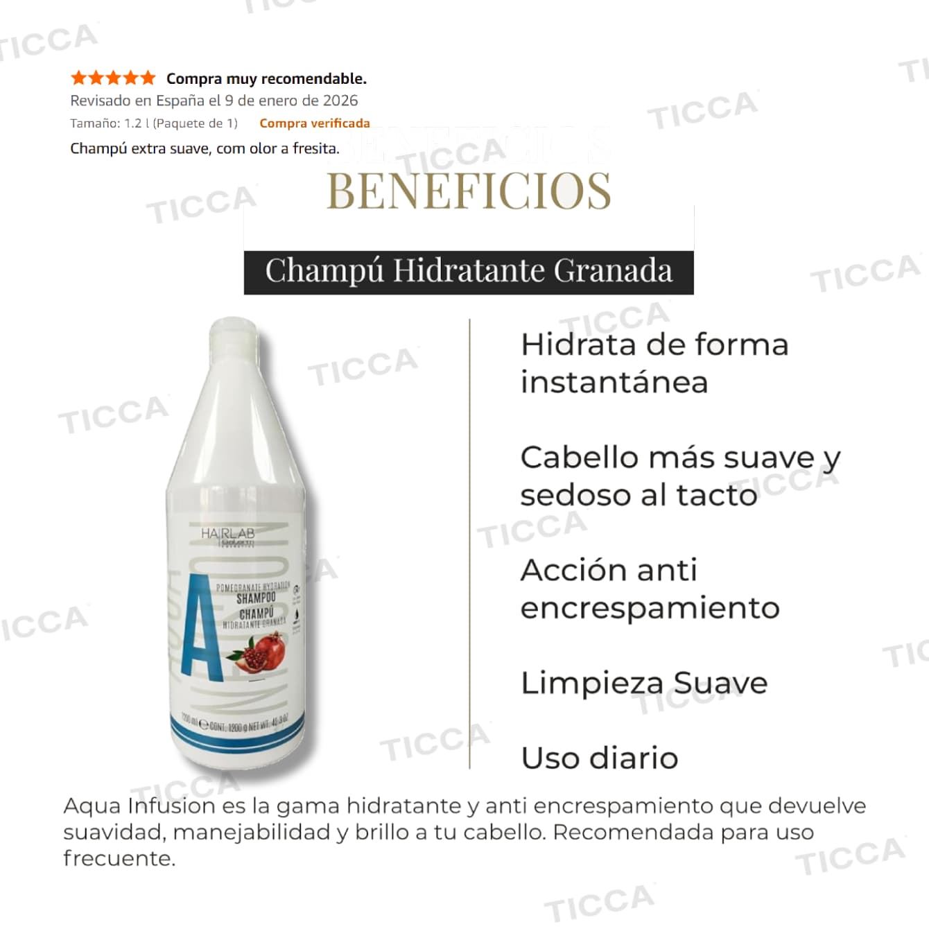CHAMPU HIDRATANTE CON EXTRACTO DE GRANADA HAIR LAB 1200ml | SALERM - Imagen 2