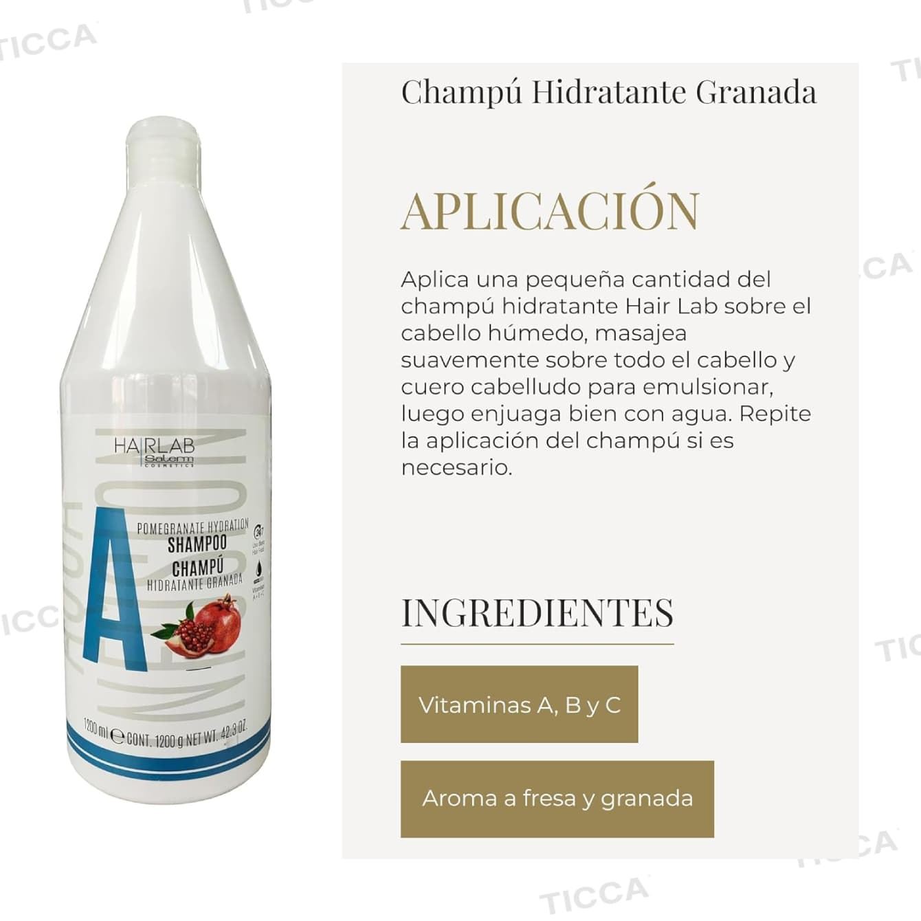 CHAMPU HIDRATANTE CON EXTRACTO DE GRANADA HAIR LAB 1200ml | SALERM - Imagen 3