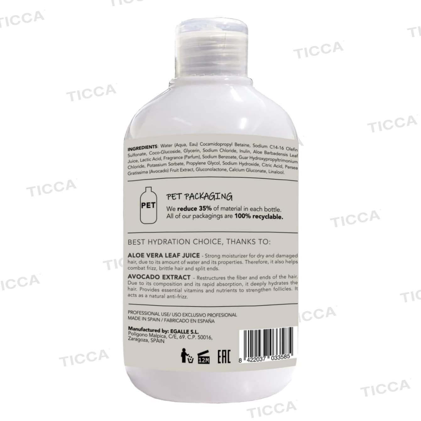 CHAMPU HIDRATANTE Y ANTICRESPO "NATURAL HIDRATION" 450ml | ANEA - Imagen 3