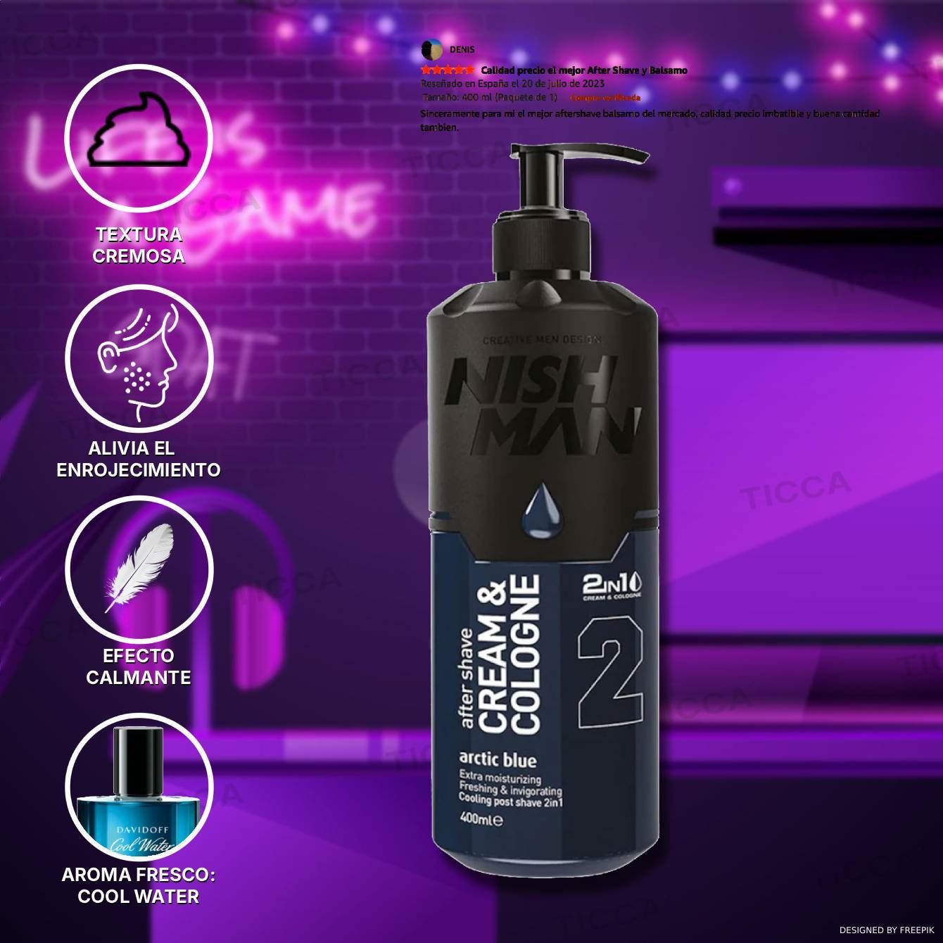 CREMA AFTER SHAVE COLOGNE #02 ARTIC BLUE 400ml | NISHMAN - Imagen 1