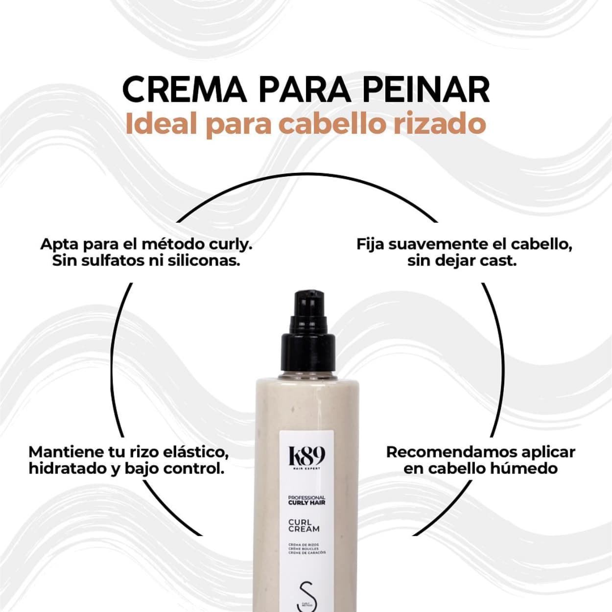 Crema de rizos Curl Cream fijación suave - Apta método curly 250ml | K89 - Imagen 3