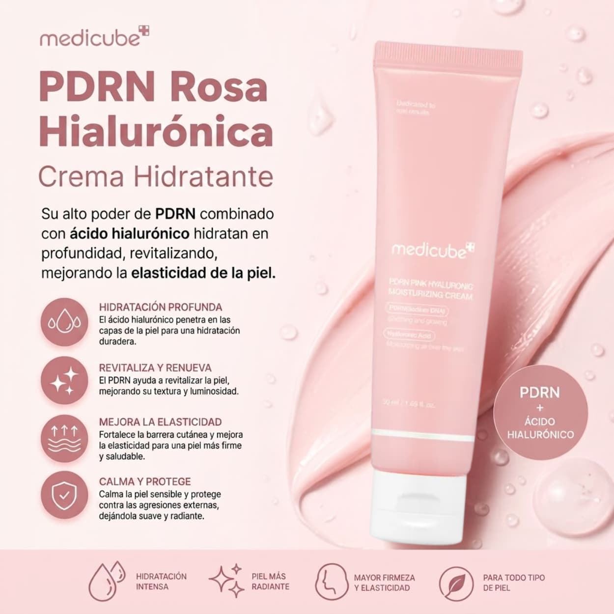 Crema Facial PDRN Pink Hyaluronic Moisturizing Cream 50ml | Medicube - Imagen 4