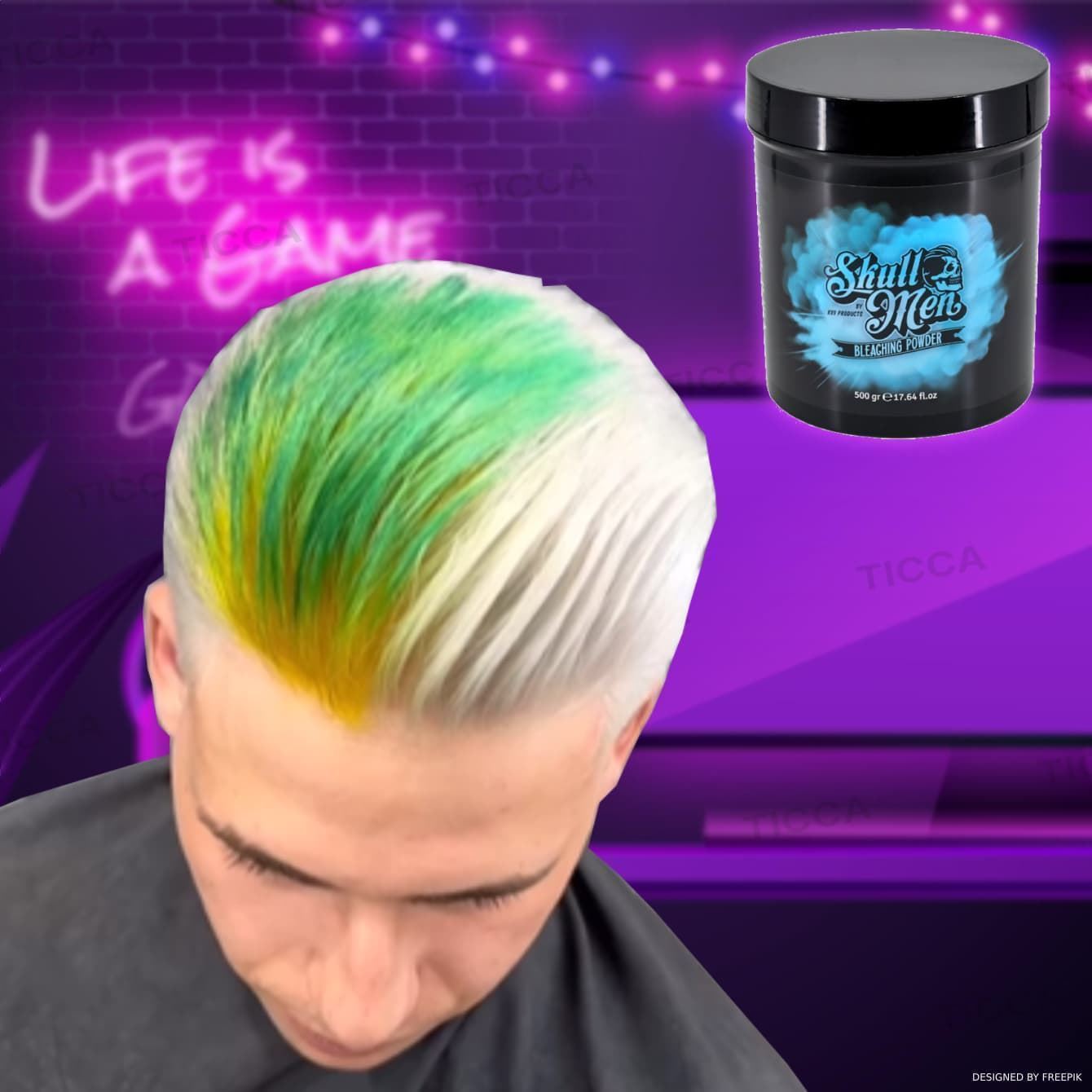 DECOLORANTE EN POLVO "BLEACHING POWDER" 9 TONOS+PLEX 500g | SKULL MEN - Imagen 2