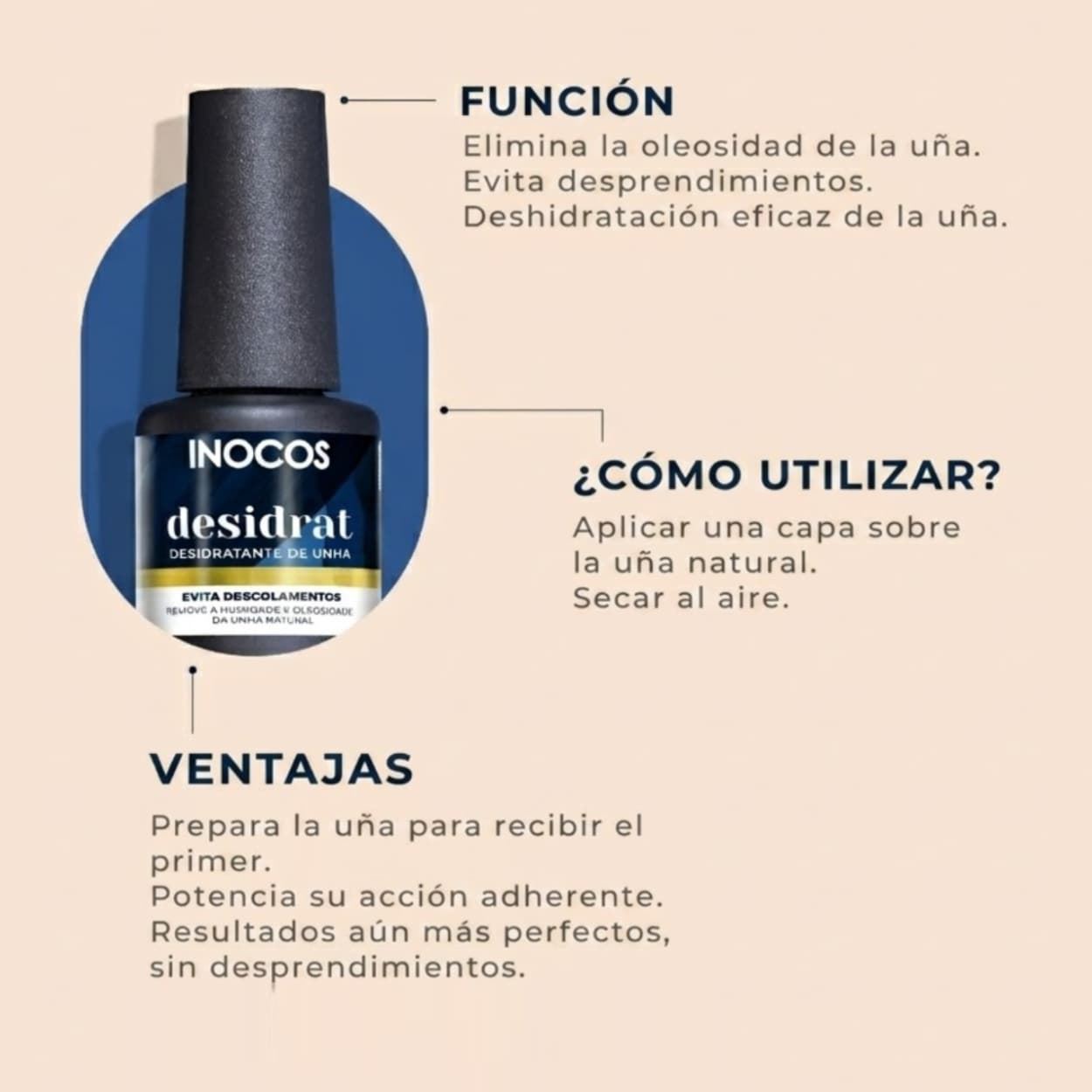 Deshidratador de Uñas Profesional Sin Acido Desidrat 15ml | Inocos - Imagen 2