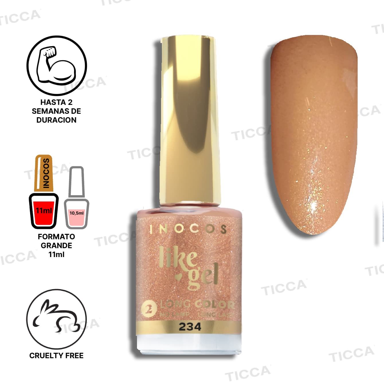 ESMALTE EFECTO GEL DE LARGA DURACION Nº234 CARAMELO BRILLI 11ml | INOCOS - Imagen 1