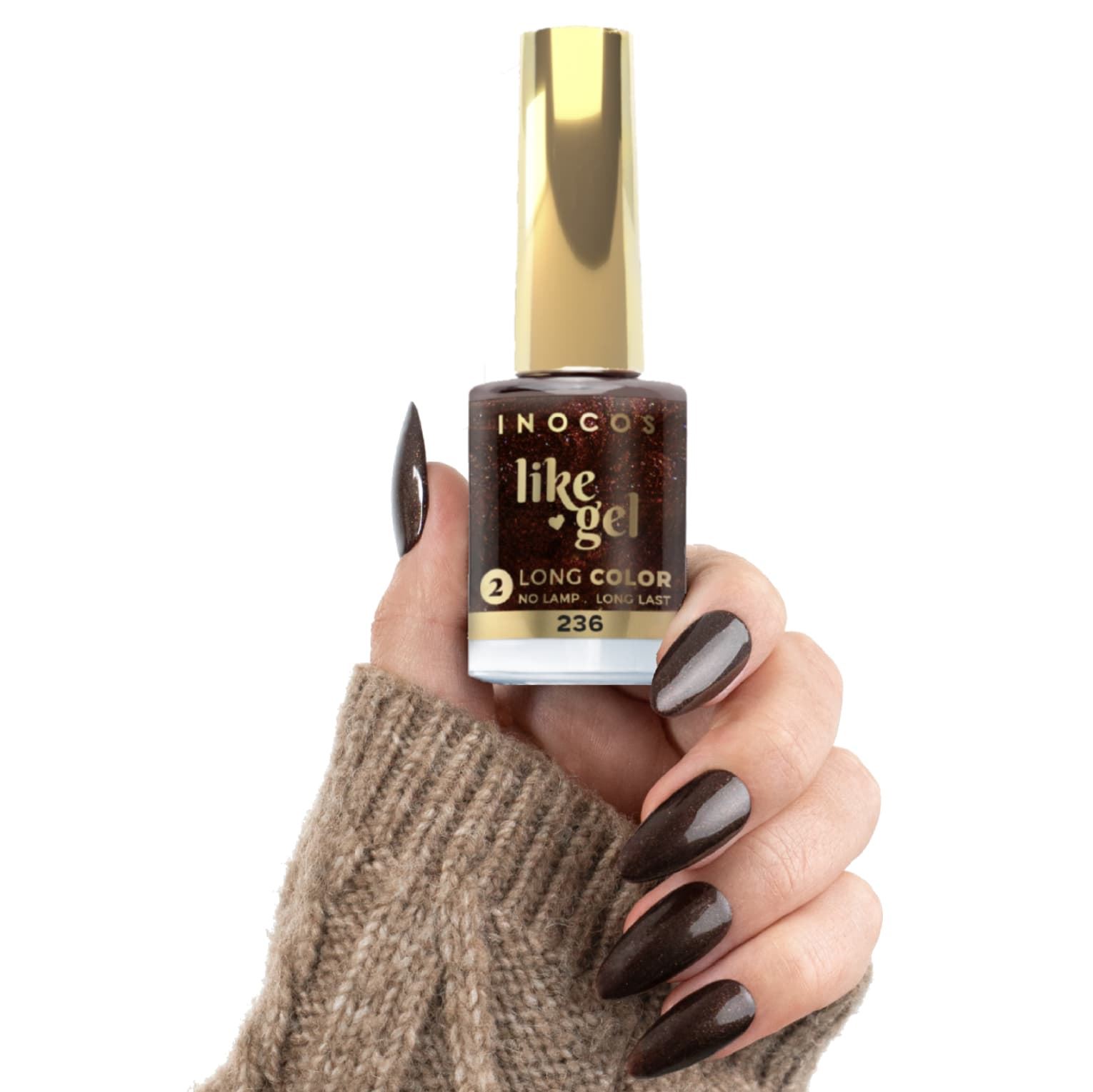 ESMALTE EFECTO GEL DE LARGA DURACION Nº236 CASTAÑO OSCURO BRILLI 11ml | INOCOS - Imagen 2