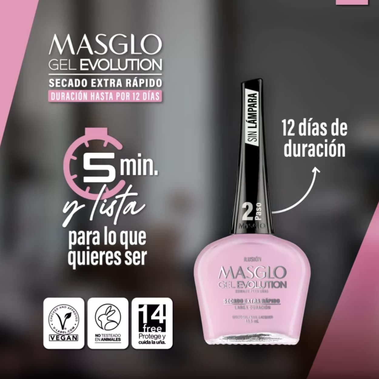 Esmalte Secado Rápido y alta duracion Ilusion Gel Evolution 13,5ml | Masglo - Imagen 3