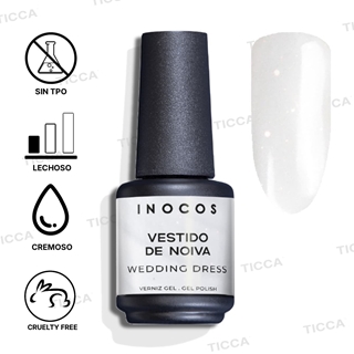 Esmalte Semipermanente Blanco Lechoso Brilli Vestido de Noiva 15ml | Inocos - Imagen 2