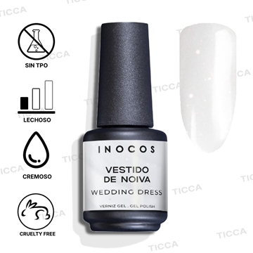 Esmalte Semipermanente Blanco Lechoso Brilli Vestido de Noiva 15ml | Inocos - Imagen 2