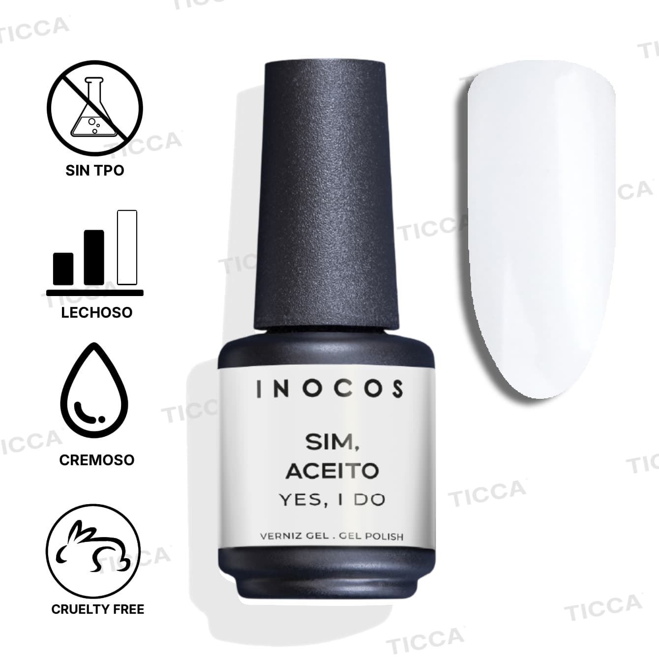 Esmalte Semipermanente Blanco Lechoso Intenso Sim, Aceito 15ml | Inocos - Imagen 2