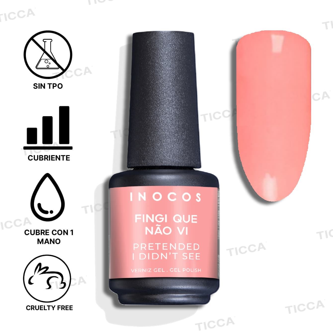 Esmalte semipermanente coral salmon - Fingi que nao vi 15ml | Inocos - Imagen 3