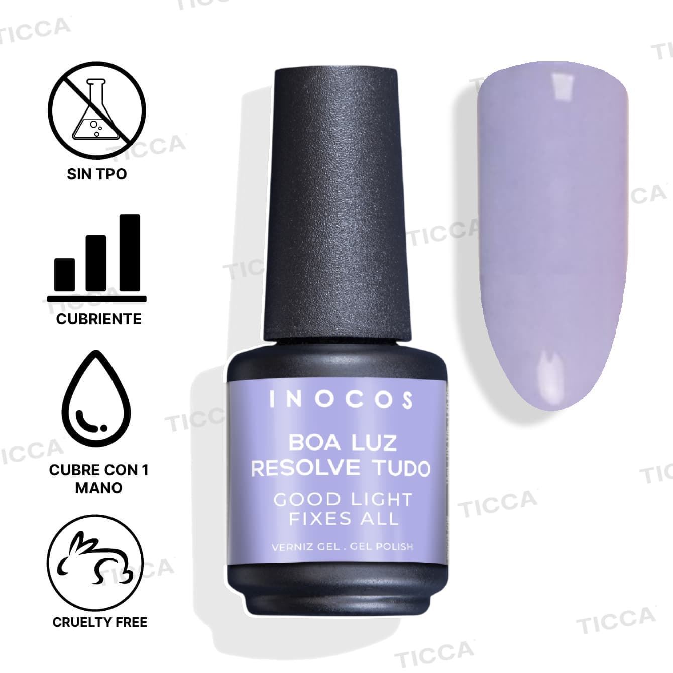 Esmalte semipermanente lila luminoso - Gel Boa Luz Resolve Tudo 15ml | Inocos - Imagen 3