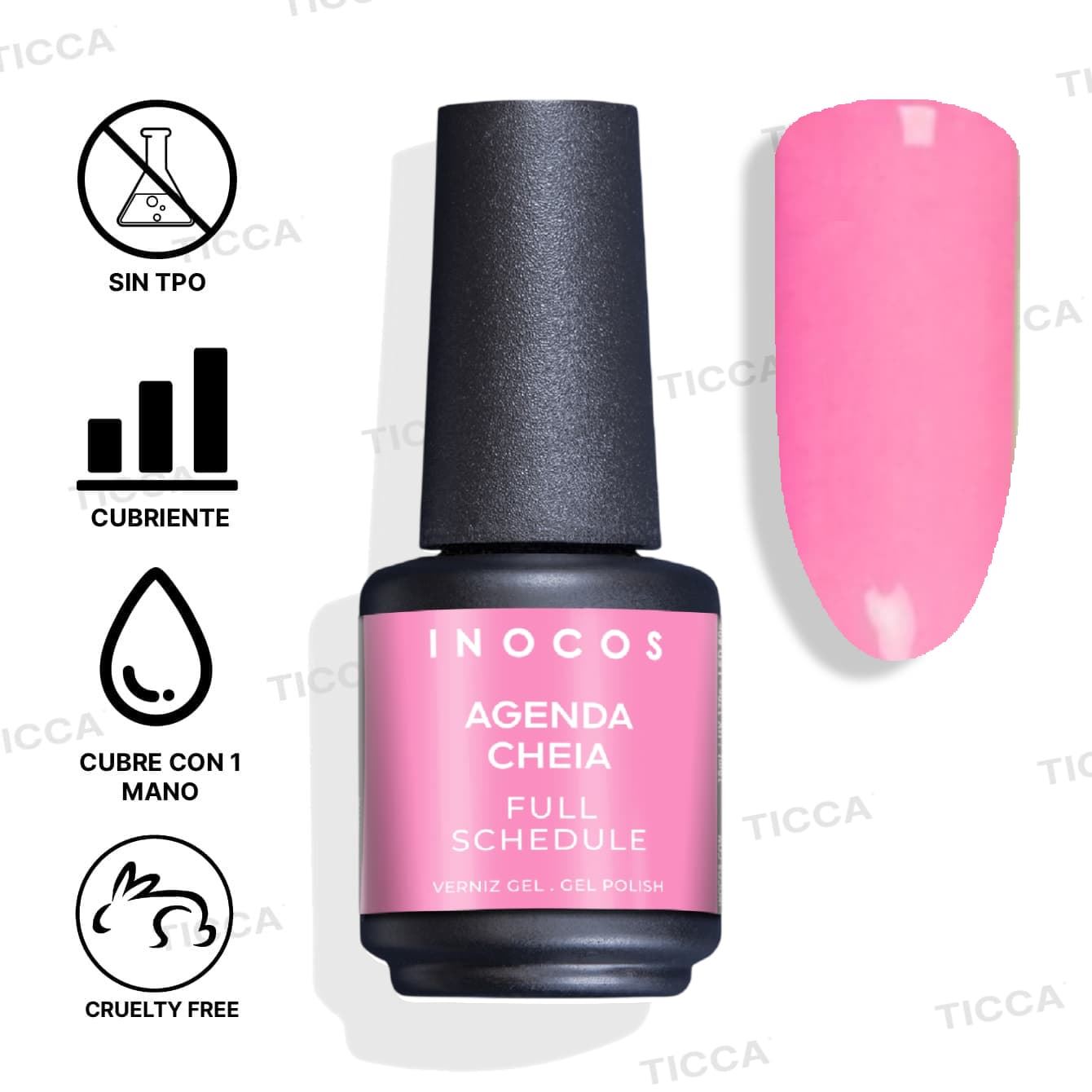 Esmalte semipermanente rosa chicle - Agenda Cheia 15ml | Inocos - Imagen 3