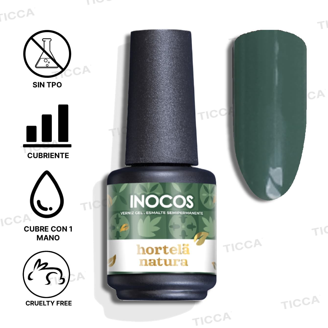 Esmalte Semipermanente Verde Menta Hortela Natura 15ml | Inocos - Imagen 2