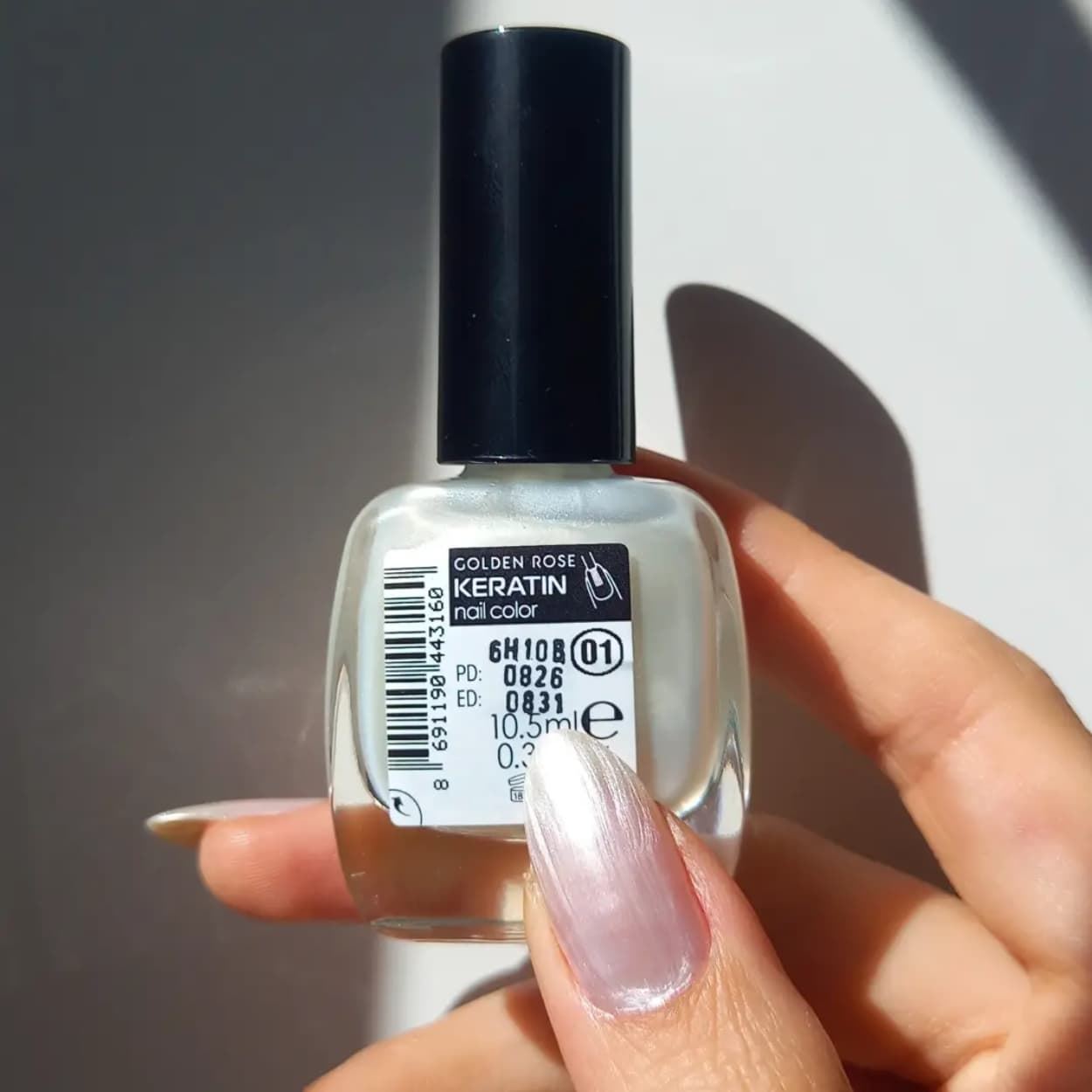 Esmalte Tradicional Keratin Nail Color 01 Blanco Nacarado 10,5ml | Golden Rose - Imagen 4